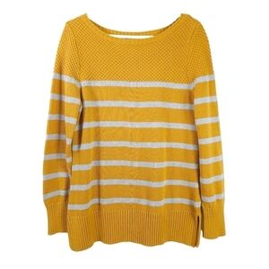 Kenar Gray Gold Striped 100% Cotton Sweater